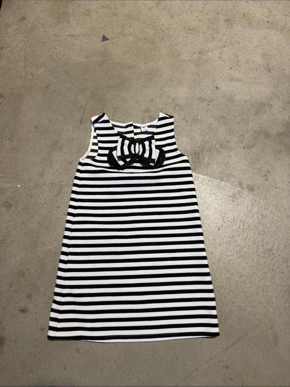 Janie and Jack Black and White Striped Bow Neck Dress